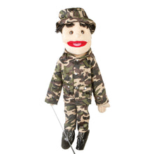 Load image into Gallery viewer, Army Boy Puppet, Brown Eyes (28")
