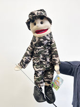 Load image into Gallery viewer, Army Boy Puppet, Brown Eyes (28")