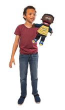 Load image into Gallery viewer, Christian Boy Puppet, ASAP Always Say A Prayer Shirt, Black (14")