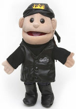 Load image into Gallery viewer, Biker Girl Puppet, Black Hair (14")
