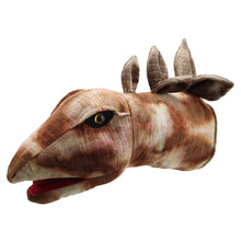 Load image into Gallery viewer, Large Dinosaur Stegosaurus Head Puppet (16")