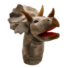 Load image into Gallery viewer, Large Dinosaur Triceratops Head Puppet (16")