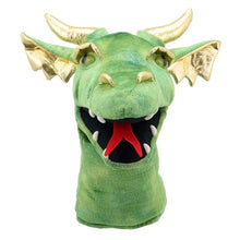 Load image into Gallery viewer, Large Green Dragon Head Puppet (15")