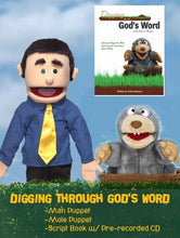 Load image into Gallery viewer, Christian Puppets Set, Digging Through God&#39;s Word ( 10 Scripts &amp; 2 Puppets)
