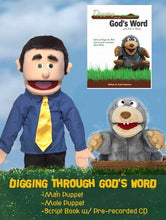 Load image into Gallery viewer, Christian Puppets Set, Digging Through God's Word ( 10 Scripts & 2 Puppets)