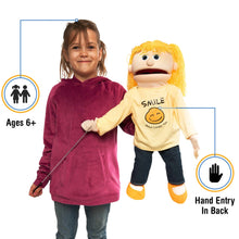 Load image into Gallery viewer, Christian Girl Puppet, Smile Jesus Loves You Shirt (25")