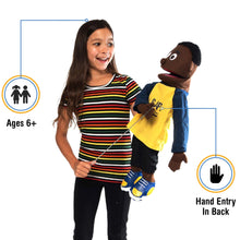 Load image into Gallery viewer, Christian Boy Puppet, Black, Always Say A Prayer Shirt (25")