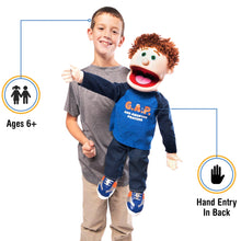 Load image into Gallery viewer, Christian Boy Puppet, G.A.P. God Answers Prayers Shirt (25")