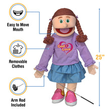 Load image into Gallery viewer, Christian Girl Puppet, God Is Love Shirt (25")