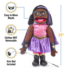 Load image into Gallery viewer, Superhero Girl Puppet, Black (25")