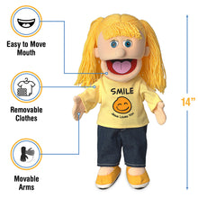 Load image into Gallery viewer, Christian Girl Puppet, Smile Jesus Loves You Girl Shirt (14")
