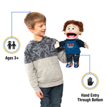 Load image into Gallery viewer, Christian Boy Puppet, G.A.P. God Answers Prayers Shirt (14")