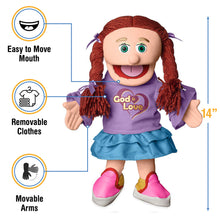 Load image into Gallery viewer, Christian Girl Puppet, God Is Love Shirt (14")