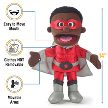 Load image into Gallery viewer, Superhero, Boy Puppet, Black Skin (14")