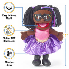 Load image into Gallery viewer, Superhero, Girl Puppet, Black Skin (14&quot;)
