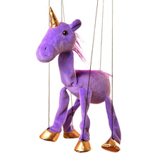 Load image into Gallery viewer, Purple Unicorn Marionette (Small - 8&quot;)
