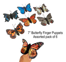 Load image into Gallery viewer, 6 piece set - Butterfly Finger Puppets (7")

