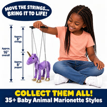 Load image into Gallery viewer, Purple Unicorn Marionette (Small - 8")
