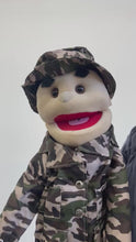 Load and play video in Gallery viewer, Army Boy Puppet, Brown Eyes (28&quot;)
