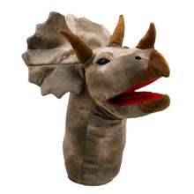 Load image into Gallery viewer, Large Dinosaur Triceratops Head Puppet (16&quot;)

