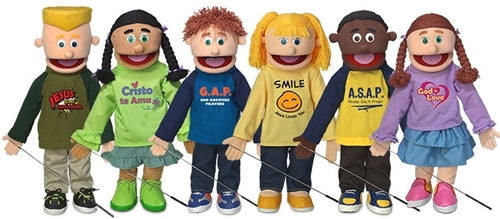 God's Kids Complete Christan Kid's Puppet Set, with Scripts (6 Full Body Puppets)
