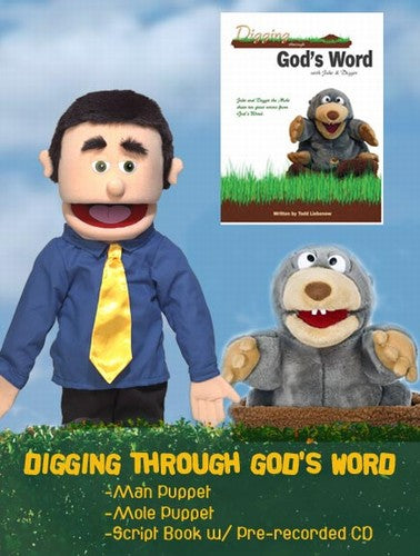 Christian Puppets Set, Digging Through God's Word ( 10 Scripts & 2 Puppets)