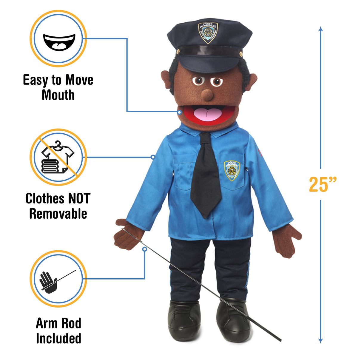 Policeman (Black) - Full Body Puppet – The Puppet Store