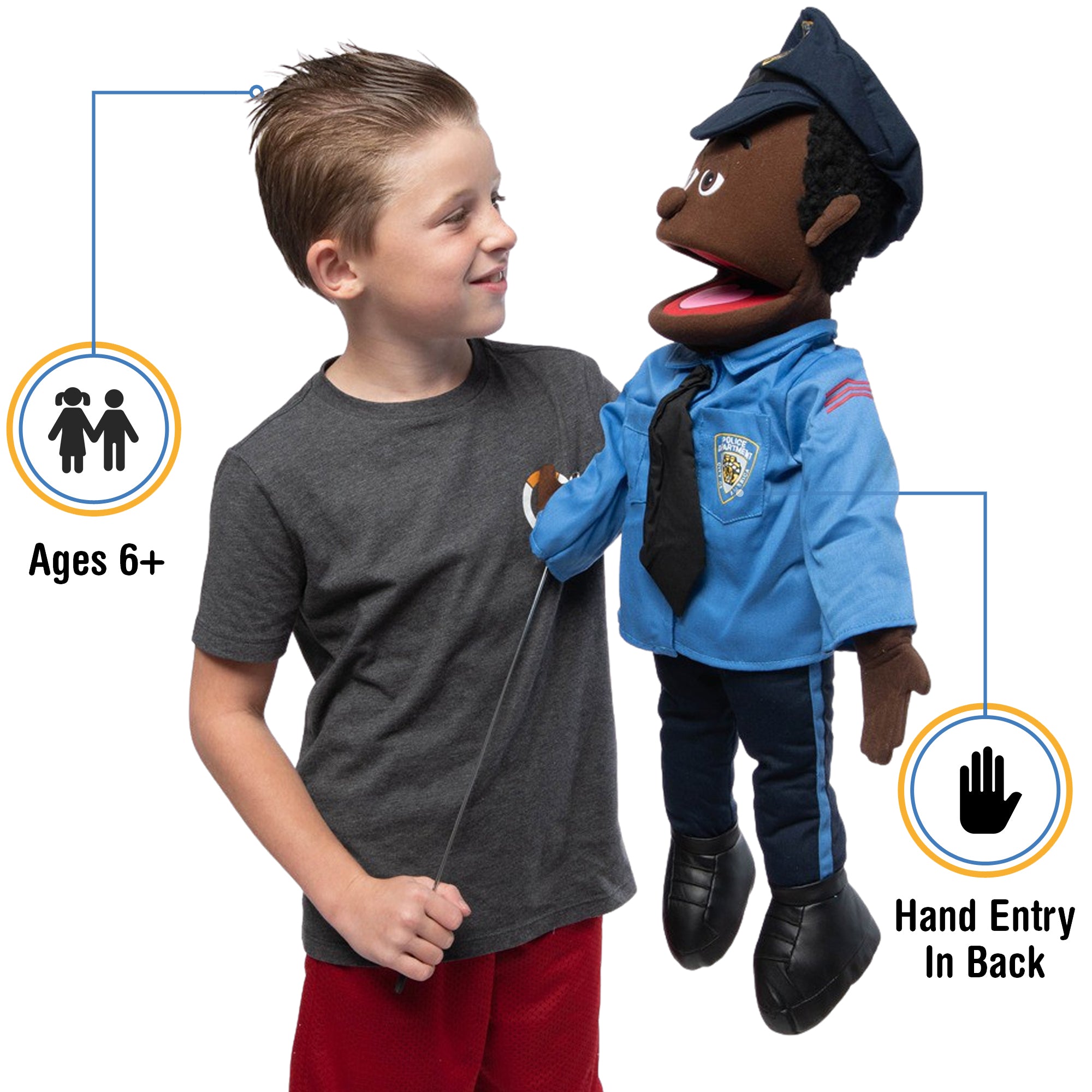 Policeman (Black) - Full Body Puppet – The Puppet Store