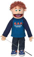 Load image into Gallery viewer, Christian Boy Puppet,  G.A.P. God Answers Prayers Shirt (25&quot;)
