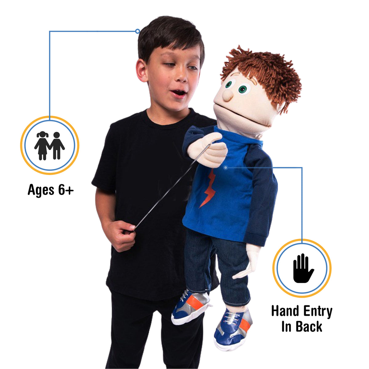 Topher Puppet Tommy (Peach) - FullBody Puppet – The Puppet Store