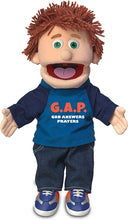 Load image into Gallery viewer, Christian Boy Puppet, G.A.P. God Answers Prayers Shirt (14&quot;)
