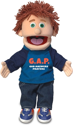 Christian Boy Puppet, G.A.P. God Answers Prayers Shirt (14